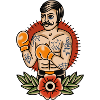 Old school tattoo style boxer