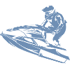 Jet ski rapide en silhouette