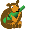 Bear with beer bottle