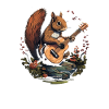 Squirrel playing a guitar