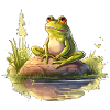 Frosch träumt in der Abendsonne