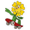 Sonnenblume fährt Skateboard