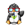 Pingouin comique dégustant un cocktail
