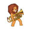 Cartoon lion playing euphonium