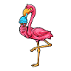 Comic Flamingo genießt Eistüte