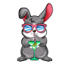 Comic bunny enjoying a cocktail