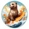 Otter on surfboard