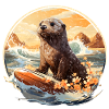 Sea otter on surfboard