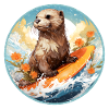 Sea otter on surfboard