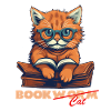 Cat with book and lettering