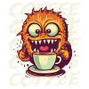 Coffee monster with lettering