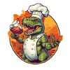 Dinosaur with cooking apron