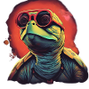 Cool water turtle with sunglasses