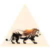 Lion silhouette in triangle, lion silhouette Sahara