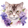 Katze mit Blumen