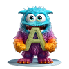 Mehrfarbiges Monster mit Buchstabe A
