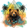 Mystical bear and palm tree