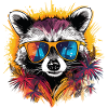 Summery raccoon with sunglasses