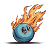 A flaming bowling ball