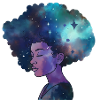 Star Galaxy Afro Woman