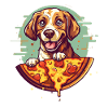 Hund mit Pizza
