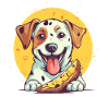 Chien avec pizza