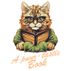Cat with book and lettering