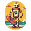 Robot with surfboard