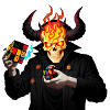 Horned skull | manipulating his puzzle cubes