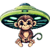OVNI extraterrestre et chimpanzé assis