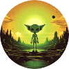 Alien sunset on alien planet