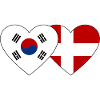 Südkorea Dänemark Flagge Herz