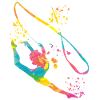 Gymnaste avec groupe Gymnastique rythmique