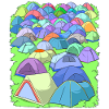 Camping in a tent campground
