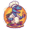 Dinosaur with cooking apron