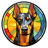 Dobermann Pinscher Hunderasse Aquarellglas