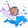 Undersea cat and dolphin