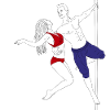 Poledance Duo Rot Blau Outfit