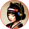 Modern geisha with headphones