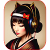 Modern geisha with headphones