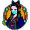 Cyberpunk girl in kimono