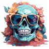 cool skull with sunglasses