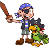 Pirate Kid And Parrot