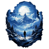 Mountain peaks in the moonlight