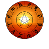Sun with zodiac sign - sunset