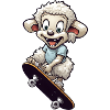 Sheep on skateboard boarding