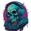 punk cyber schädel mit kopfhörer-design