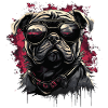 Pug dog with sunglasses