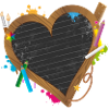 Heart-shaped blackboard with back-to-school supplies