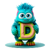 Buntes Monster mit hellem Buchstaben D